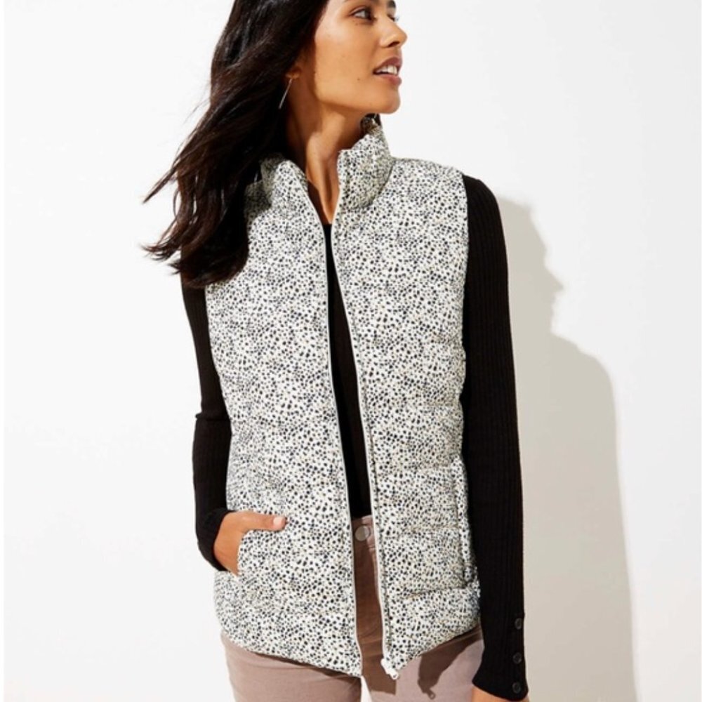 Loft Leopard Print Puffer Women Vest Size XS - Casual Chic Layer